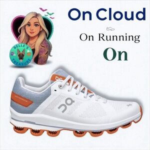 On Cloudsurfer 6 Womens Sneaker 9.5 White Flame Orange Running Shoes‎ 54.99006